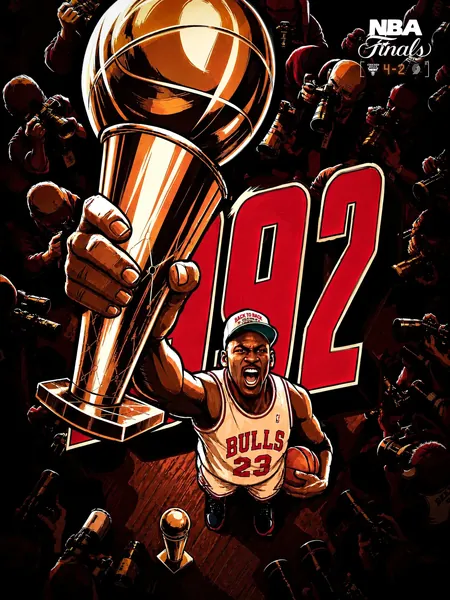 Affiche Chicago Bulls consacrée à Michael Jordan et au titre NBA 1992.