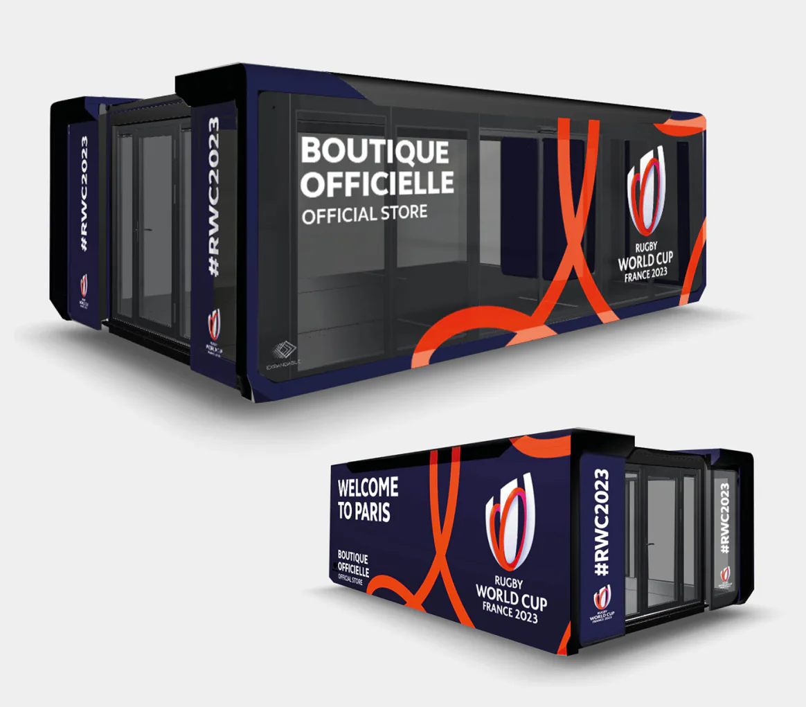 Maquette de conteneur boutique Rugby World Cup France 2023